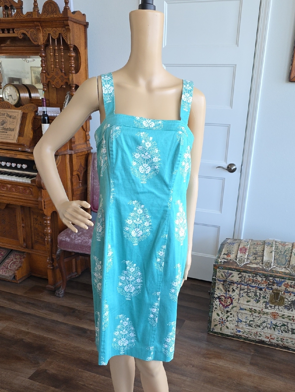Jones New York Turquoise Floral Midi Dress